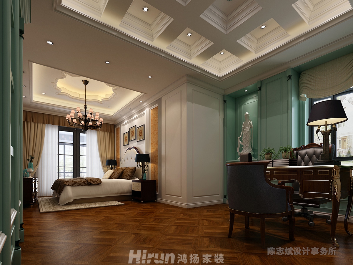香江水岸新城320㎡復(fù)合寫(xiě)意別墅 裝修案例效果圖-2樓小女兒房