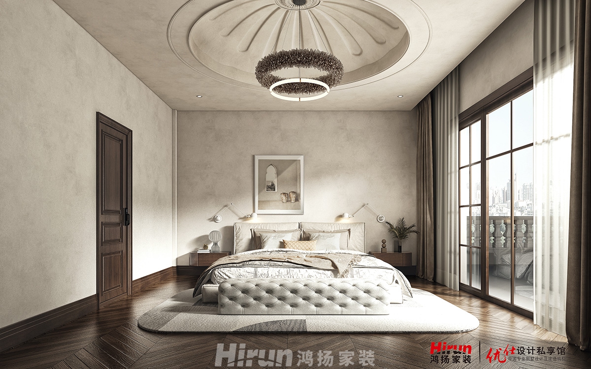 卓越麓山320㎡輕歐簡(jiǎn)美別墅 裝修案例效果圖-詫寂風(fēng)臥室