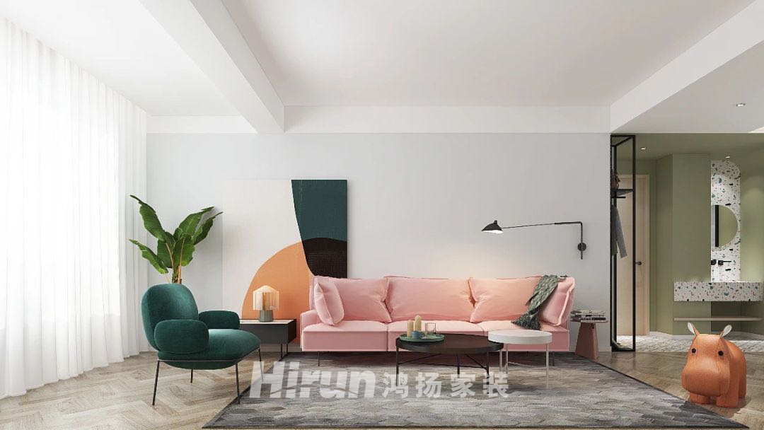 鑫遠(yuǎn)翡麗郡110㎡優(yōu)雅繽紛三居室 裝修案例實(shí)景圖-3