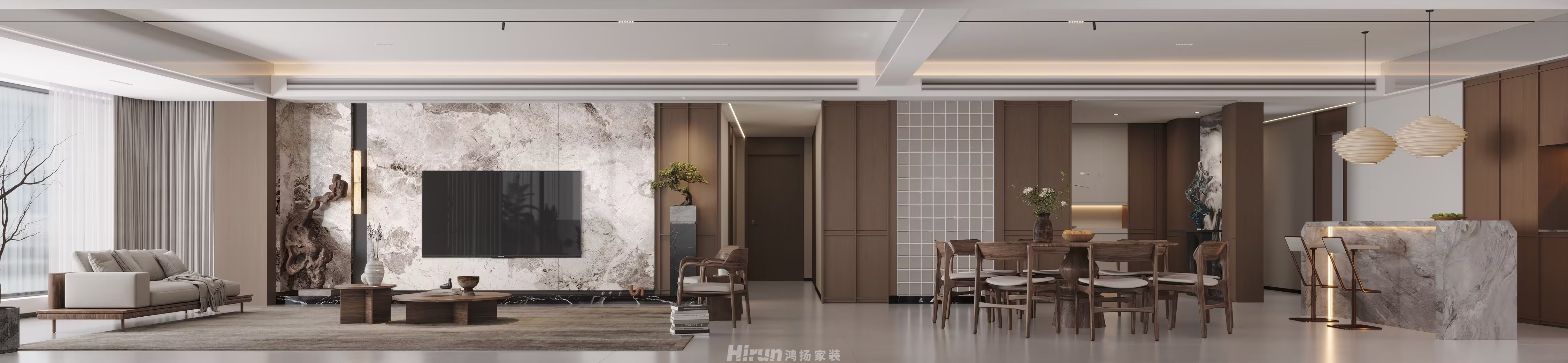 匯景甲叁號院350㎡復(fù)古風(fēng)潮大平層 裝修案例效果圖-16