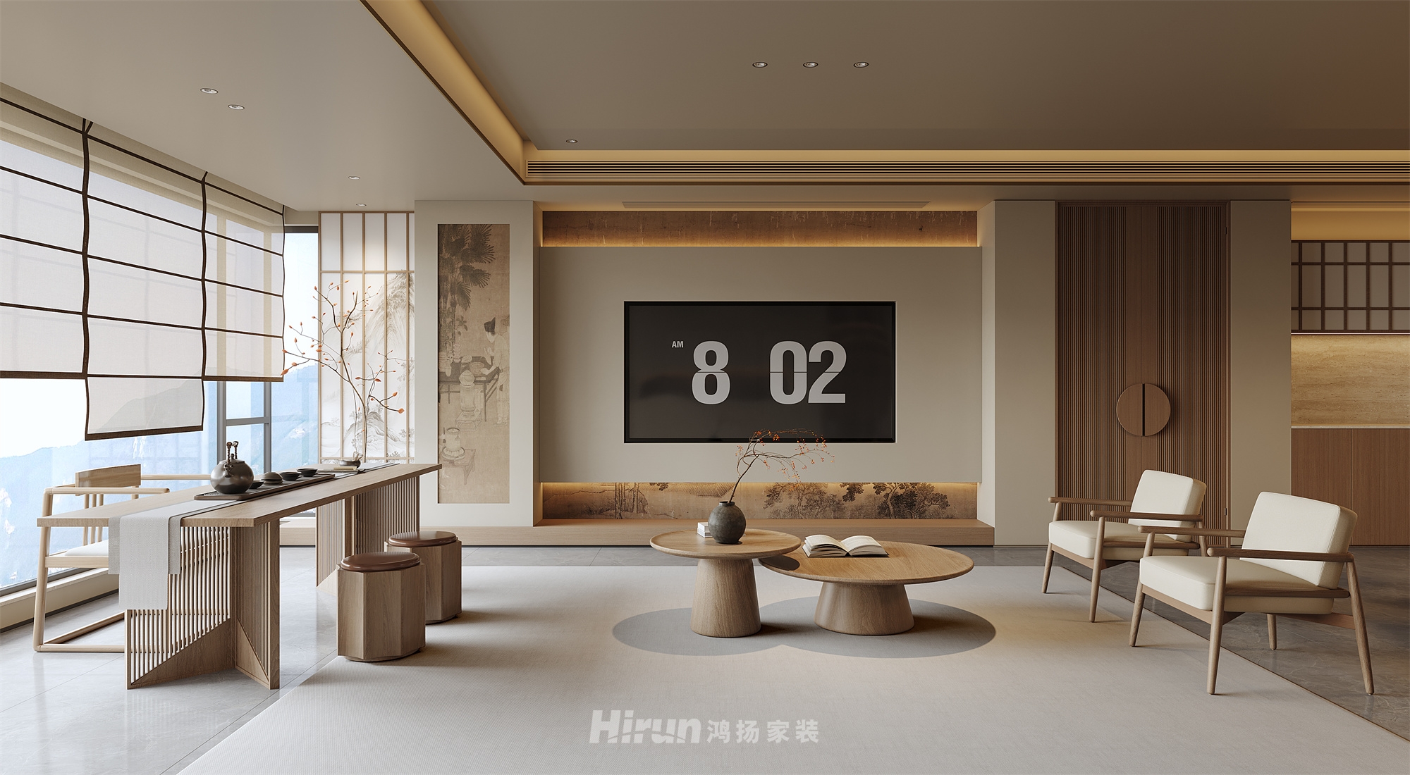 桂語(yǔ)云峰240㎡意境東方大平層 裝修案例效果圖-1