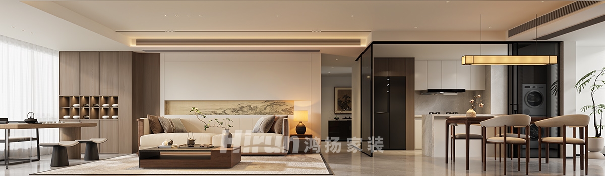 長(zhǎng)沙潤(rùn)府189㎡意境東方四居室 裝修案例效果圖-2